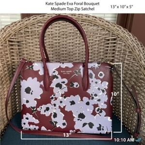 Kate Spade Floral Bouquet Satchel - Burgundy and White